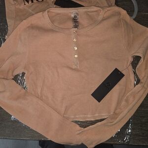 Motel Rocks Peach Long Sleeve Top